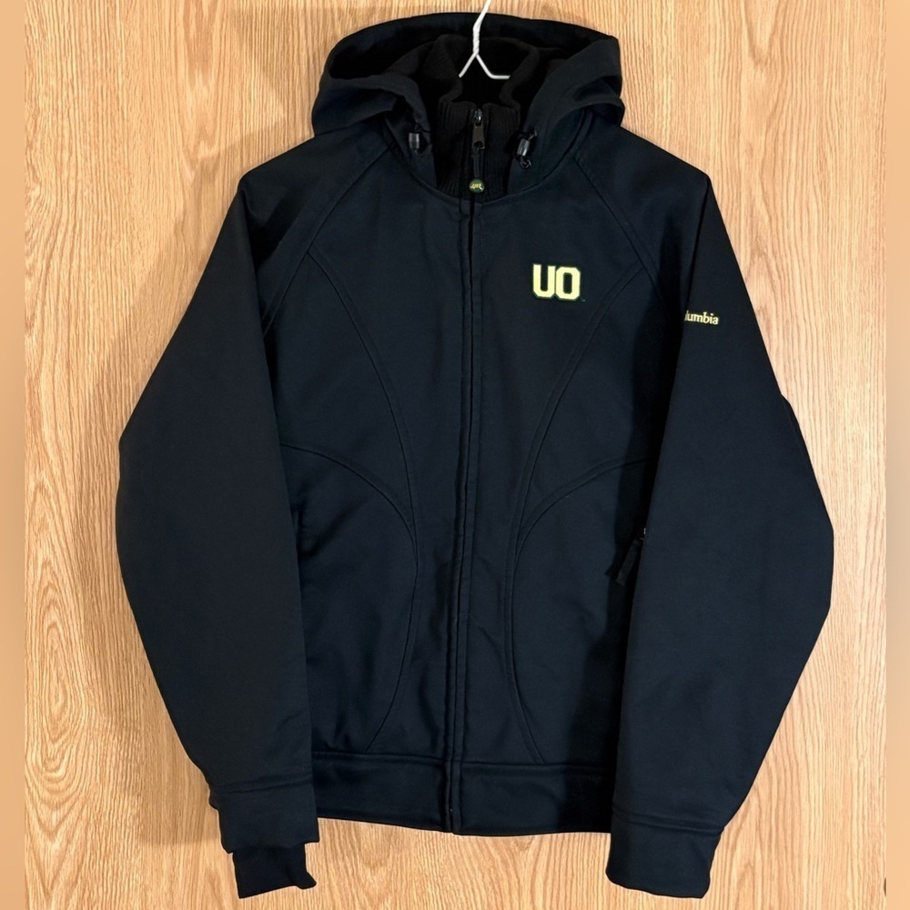 Columbia Dark Black University of Oregon Softshell Fleece Hooded Jacket